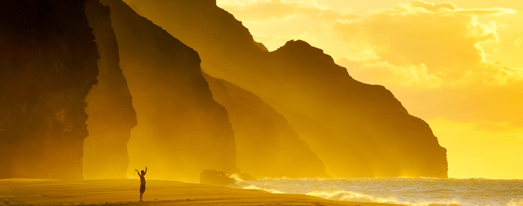 kauai beach orange sun