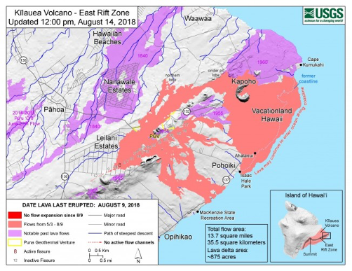 Kilauea Volcano -- Lower East Rift Zone lava flows and fissures